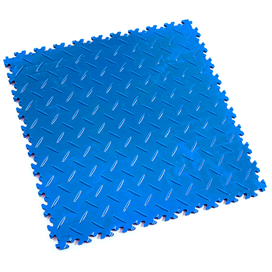 Motolock Electric Blue Diamond Plate Interlocking Tile